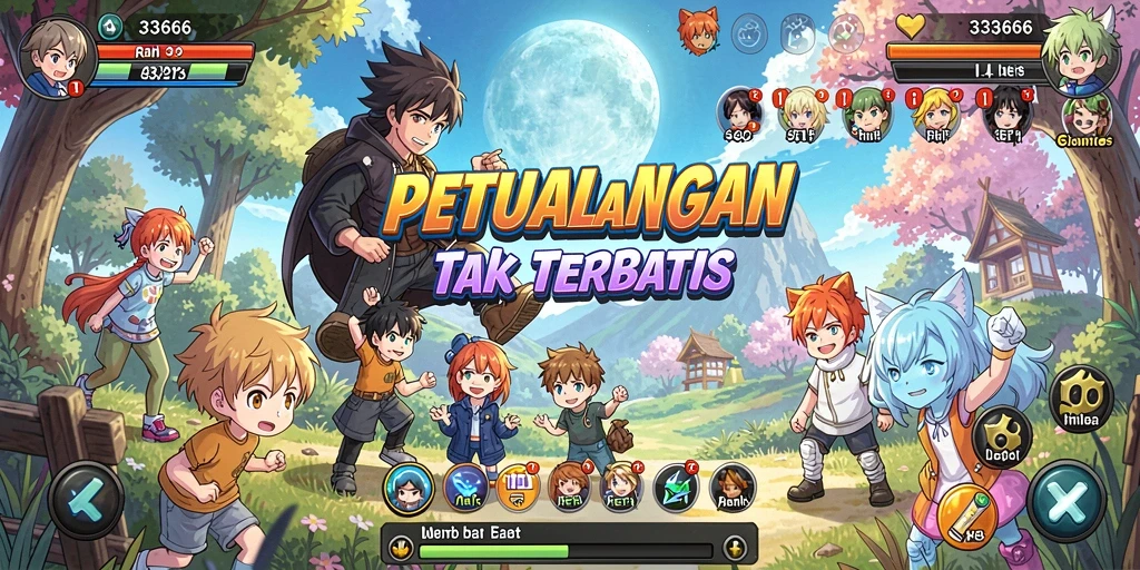 Tampilan menarik dari karakter dalam gameplay Anime 333666.
