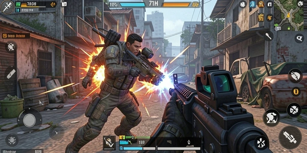 Screenshot menampilkan aksi pertempuran seru dalam <strong>71H</strong>.