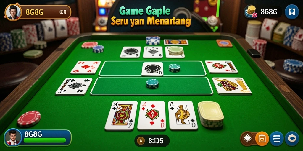 Tampilan screenshot <strong>8G8G</strong> menampilkan serunya bermain Gaple secara online.