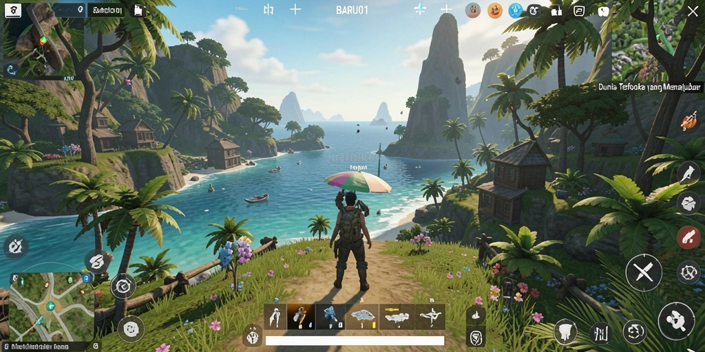 Screenshot utama BARU01 menunjukkan gameplay seru di dunia terbuka.