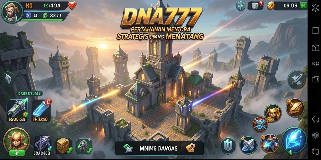 Tampilan mendebarkan dari gameplay Tower Defense di DNA777.