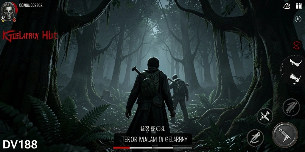 Screenshot dari gameplay DV188 yang menampilkan suasana menakutkan.