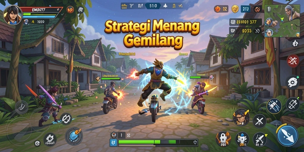 Screenshot gameplay EMON777 menampilkan pertempuran strategi yang intens.
