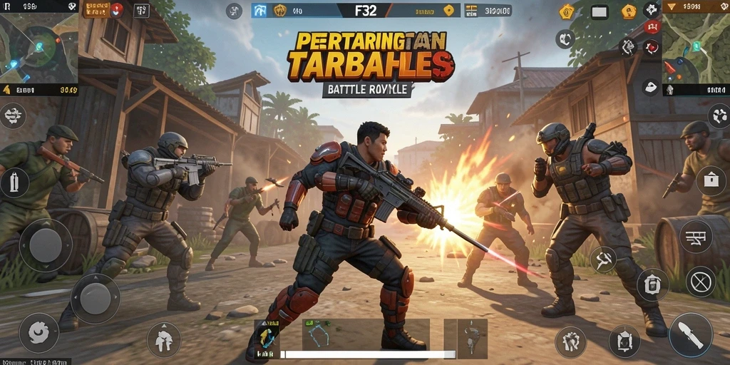 Gameplay seru dalam pertarungan Battle Royale yang mendebarkan.