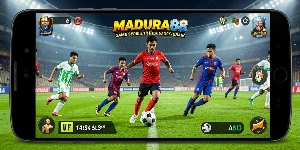 Tampilan gameplay sepak bola yang mendebarkan di MADURA88.