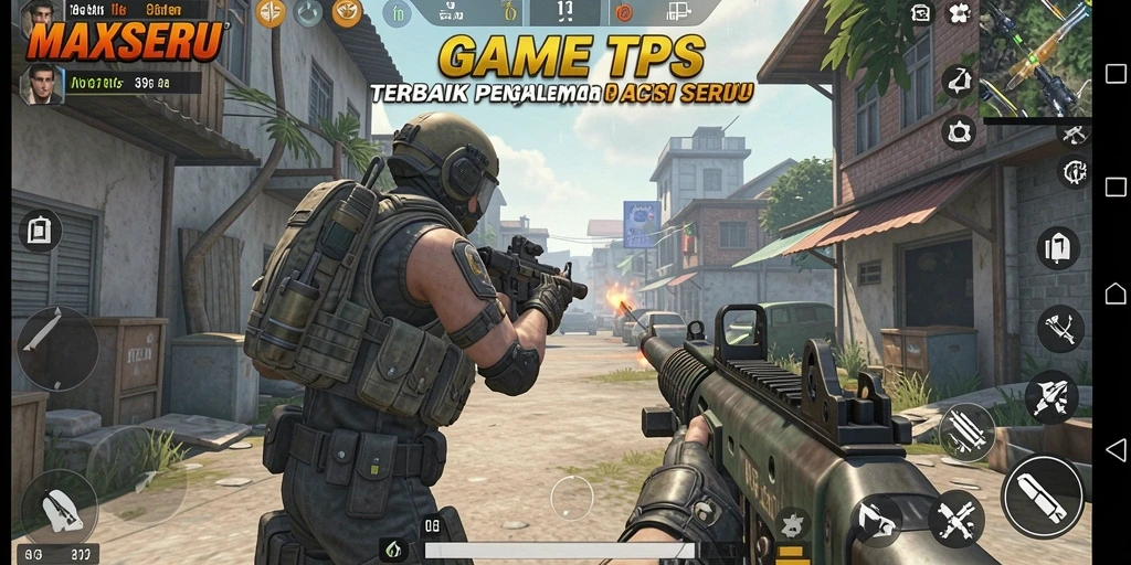 Tangkapan layar utama MAXSERU menampilkan aksi pertarungan yang mendebarkan.