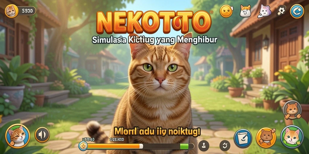 Tampilan gameplay NEKOTOTO dengan kucing-kucing lucu dan interaktif.