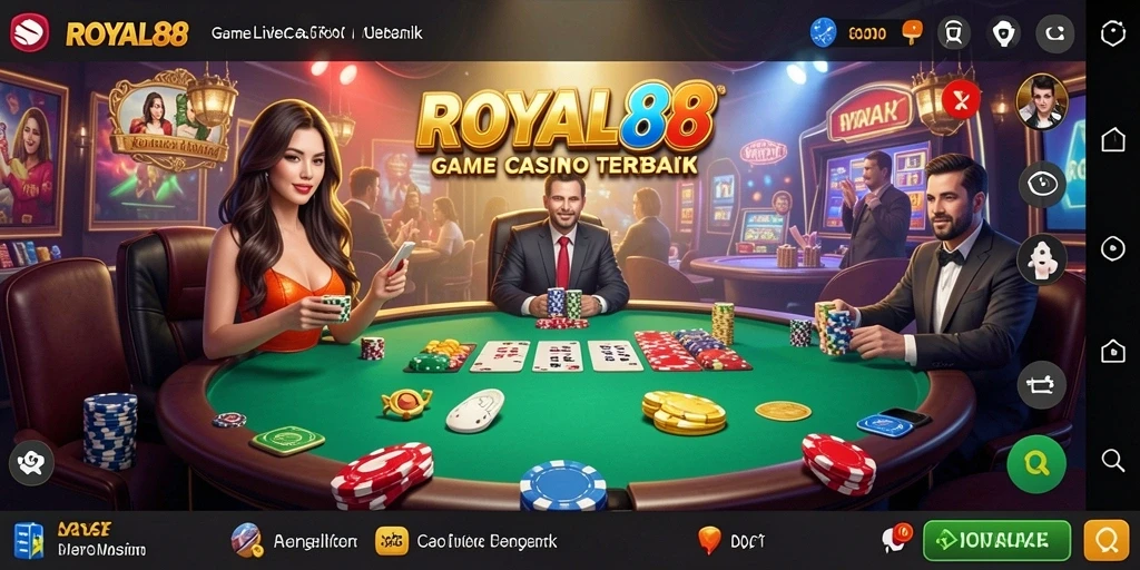 Tampilan utama ROYAL88 dengan dealer langsung dan permainan menarik.