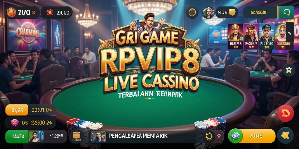 Screenshot gameplay RPVIP8 yang menunjukkan dealer langsung di meja kasino.