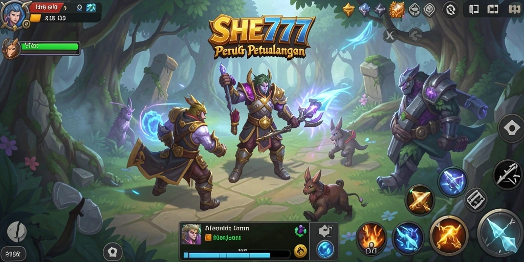 Tangkapan layar gameplay SHE777 menampilkan aksi seru dalam pertempuran ARPG.