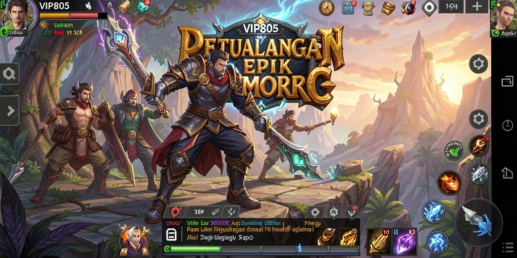 Tampilan gameplay epik di dunia petualangan MMORPG VIP805.