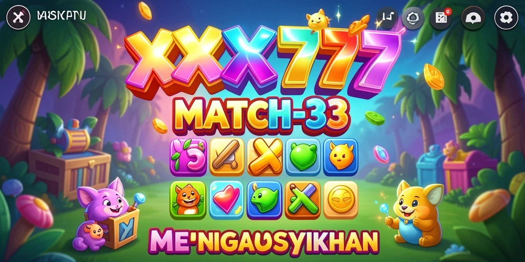 Tampilan gameplay seru XXX777 dengan elemen puzzle Match-3.