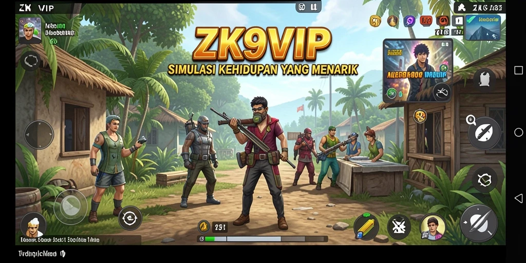 Screenshot gameplay ZK9VIP menampilkan dunia simulasi yang kaya dan interaktif.